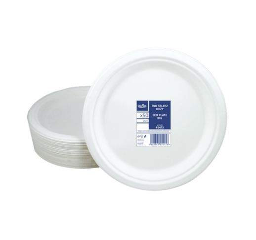 Lėkštės vienkartinės iš cukranendrių 23 cm (50 vnt.)