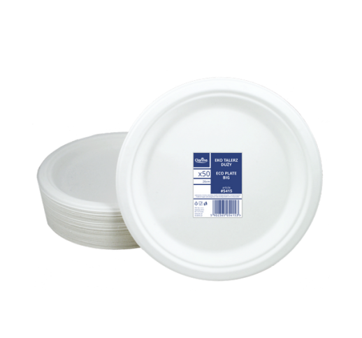 Lėkštės vienkartinės iš cukranendrių 26 cm (50 vnt.)