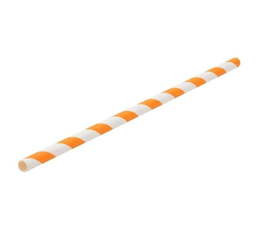 Šiaudeliai popieriniai 6x200 mm (250 vnt) balti/oranžiniai