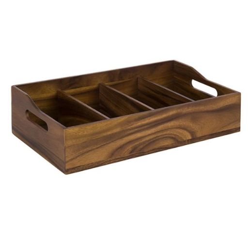 Dėžutė stalo įrankiams ruda (4 skyrių)