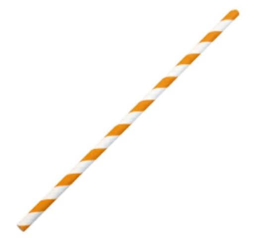 Šiaudeliai popieriniai oranžiniai dryžuoti 6x197 mm (100 vnt.)