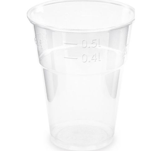 Stiklinės vienkartinės skaidrios BIO 102 mm 500 ml (50 vnt.)