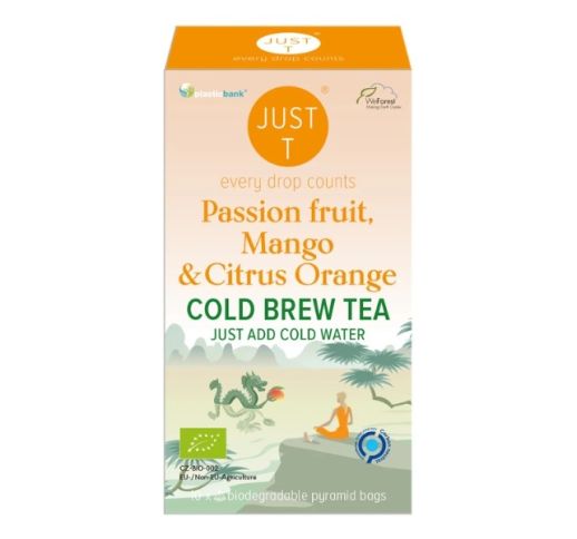 Šalta arbata JUST T pasiflorų,mangų ir apelsinų skonio (10 pakelių)