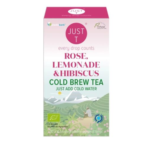 Šalta arbata JUST T rožių, limonado ir erškėtuogių skonio (10 pakelių)
