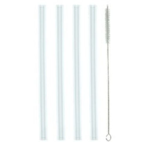 Šiaudeliai stikliniai su šepečiu 20 cm (4 vnt.)