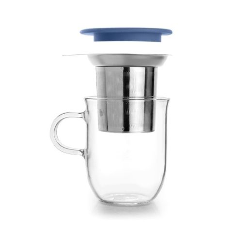 Puodelis stiklinis su sieteliu ir dangteliu IBILI 450 ml