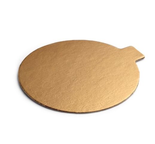 Padėkliukai kartoniniai aukso spalvos apvalūs su rankena 10 cm ( 200 vnt )