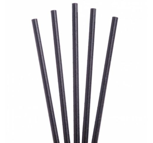 Šiaudeliai popieriniai juodi 8x230 mm (10 vnt.)