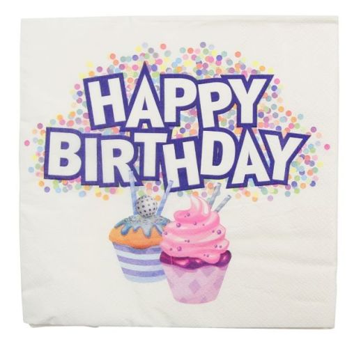 Servetėlės trisluoksnės HAPPY BIRTHDAY 33x33x20