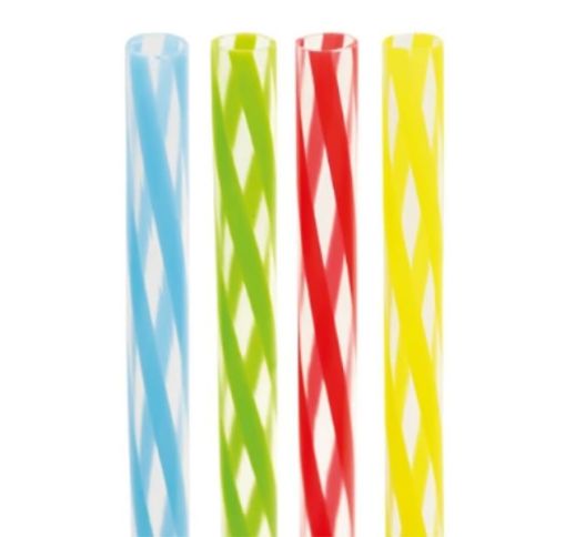 Šiaudeliai plastikiniai daugkartiniai skaidrūs mix 7x250mm (100 vnt.)
