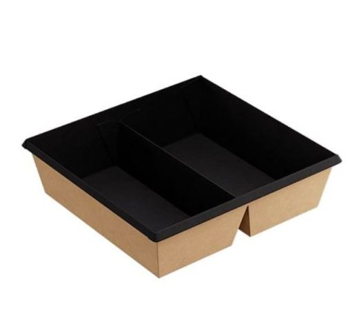 Dėžutės dviejų skyrių juodos 1200 ml 19x20x5.5 ( 20 vnt. )