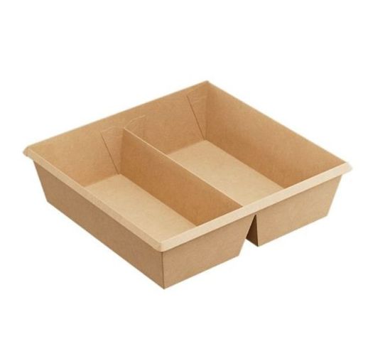 Dėžutės dviejų skyrių rudos 1200 ml 19x20x5.5 ( 20 vnt. )