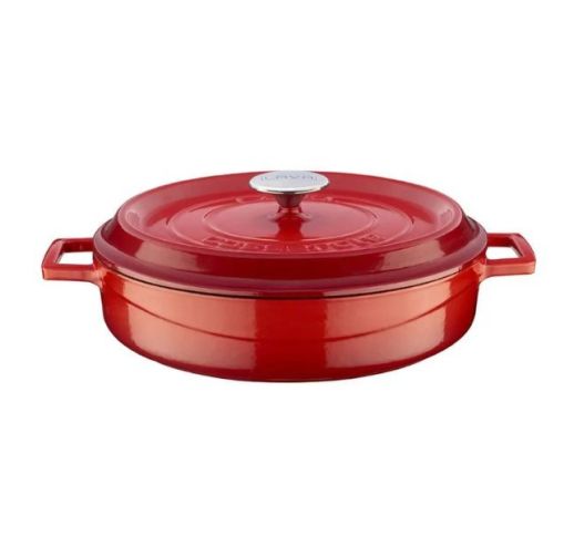 Puodas ketaus su dangčiu raudonas LAVA 32 cm 5.7 l