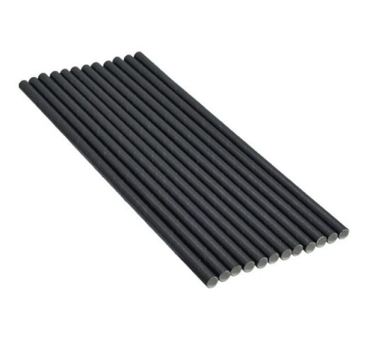 Šiaudeliai popieriniai, juodi 7x150 mm (250 vnt.)