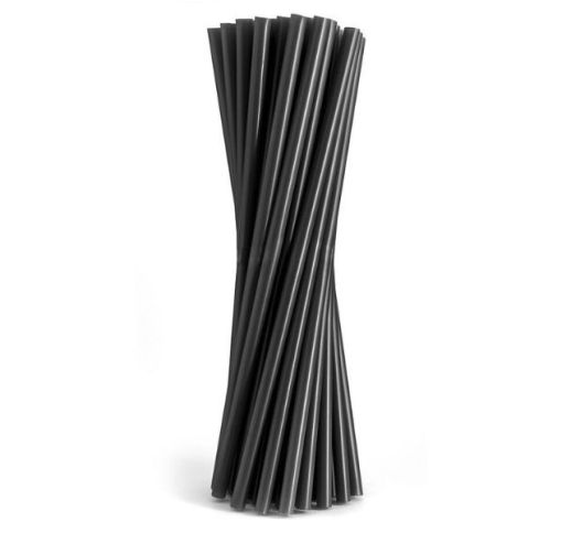 Šiaudeliai plastikiniai daugkartiniai juodi 7x220 mm ( 500 vnt. )