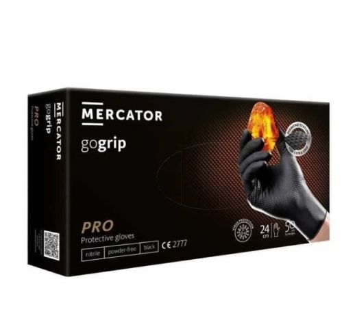 Pirštinės juodos nitrilinės be pudros GRIP XL ( 50 vnt. )