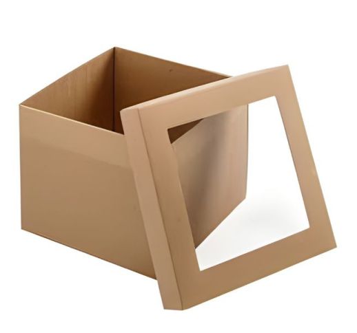 Dėžė su langeliu ruda 20x20x16 cm