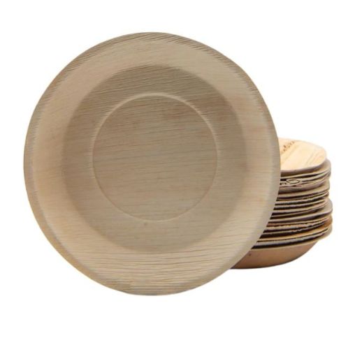 Lėkštė vienkartinė palmių lapų apvali 18 cm ( 25 vnt )