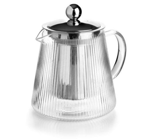 Arbatinukas stiklinis, gofruotas, su sieteliu 0.8 L