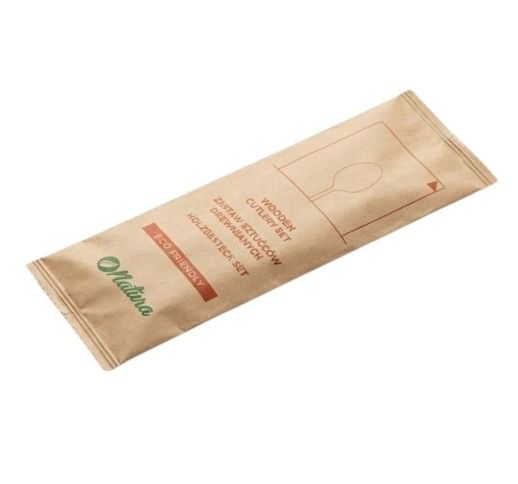 Vienkartiniai medinių įrankių rinkiniai šaukštas + servetėlė BIO ( 250 vnt. )