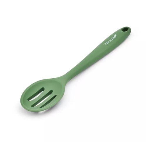 Šaukštas silikoninis su išpjovimais, žalias 27 cm