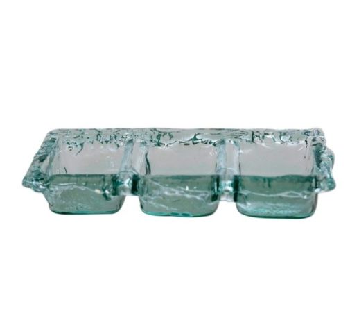Padėklas stiklinis 3 dalių PANDORA 33x12 cm