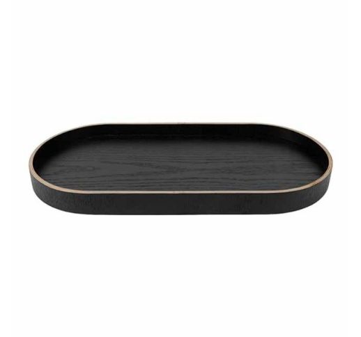 Padėklas ovalus AURA BLACK 40x20x3 cm