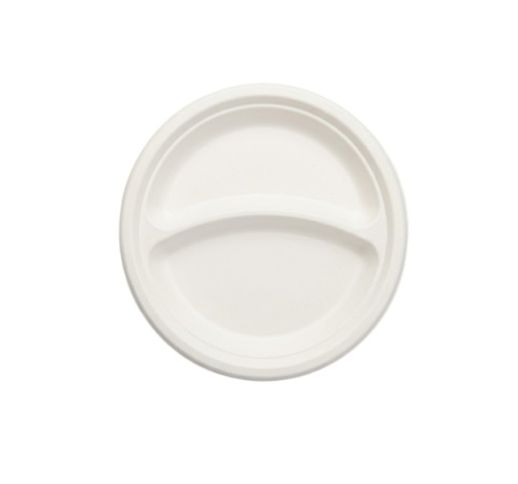 Lėkštės vienkartinės 2 skyrių, cukranendrių 22,5 cm (50 vnt.)