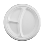 Lėkštės vienkartinės iš cukranendrių, 3 skyrių 26 cm (50 vnt.)