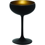 Taurė šampanui OLYMPIC 230 ml plati juoda auksinė