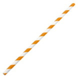 Šiaudeliai popieriniai oranžiniai dryžuoti 6x197 mm (100 vnt.)