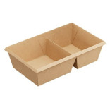 Dėžutės 2 skyrių rudos 12x20x5,5 cm 800 ml (50 vnt.)