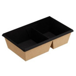 Dėžutės 800 ml 2 skyrių 12x20x5 cm juodos (50 vnt.)