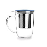 Puodelis stiklinis su sieteliu ir dangteliu IBILI 450 ml