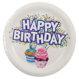 Lėkštės vienkartinės popierinės HAPPY BIRTHDAY 23 cm (10 vnt.)