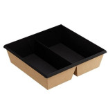 Dėžutės dviejų skyrių juodos 1200 ml 19x20x5.5 ( 20 vnt. )