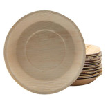 Lėkštės vienkartinės apvalios palmių lapų 18 cm (25 vnt.)