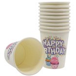 Stiklinės vienkartinės popierinės HAPPY BIRTHDAY 200 ml ( 10 vnt. )