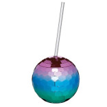 Stiklinė Disco Bowl su šiaudeliu 300 ml
