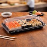 Sushi indelis su dangčiu, juodas 260x190x45 mm (50 vnt.)